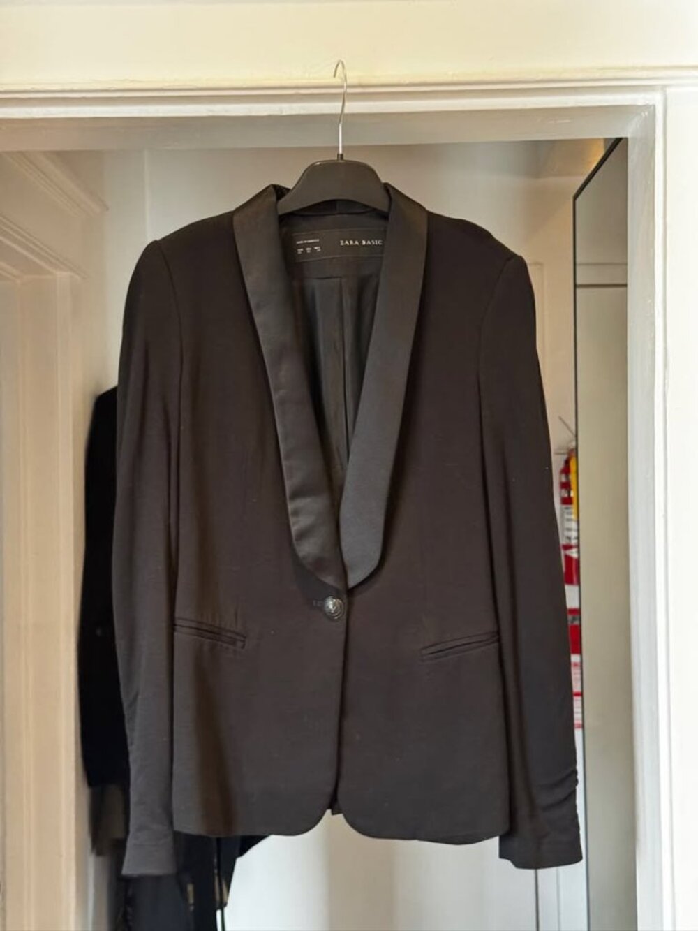 Zara Satin Lapel Blazer - Black